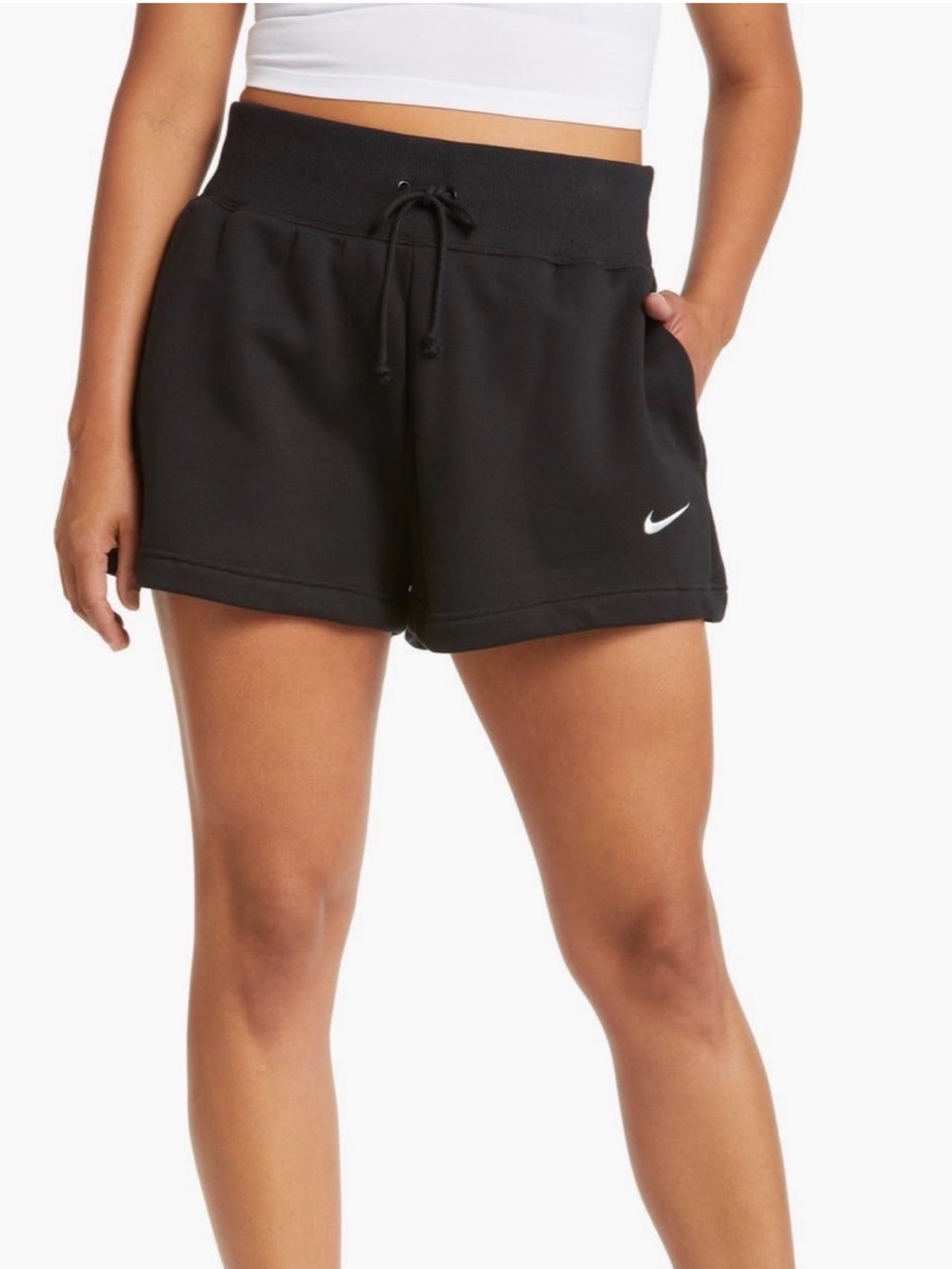 Nike Black Athletic Fleece Drawstring Shorts